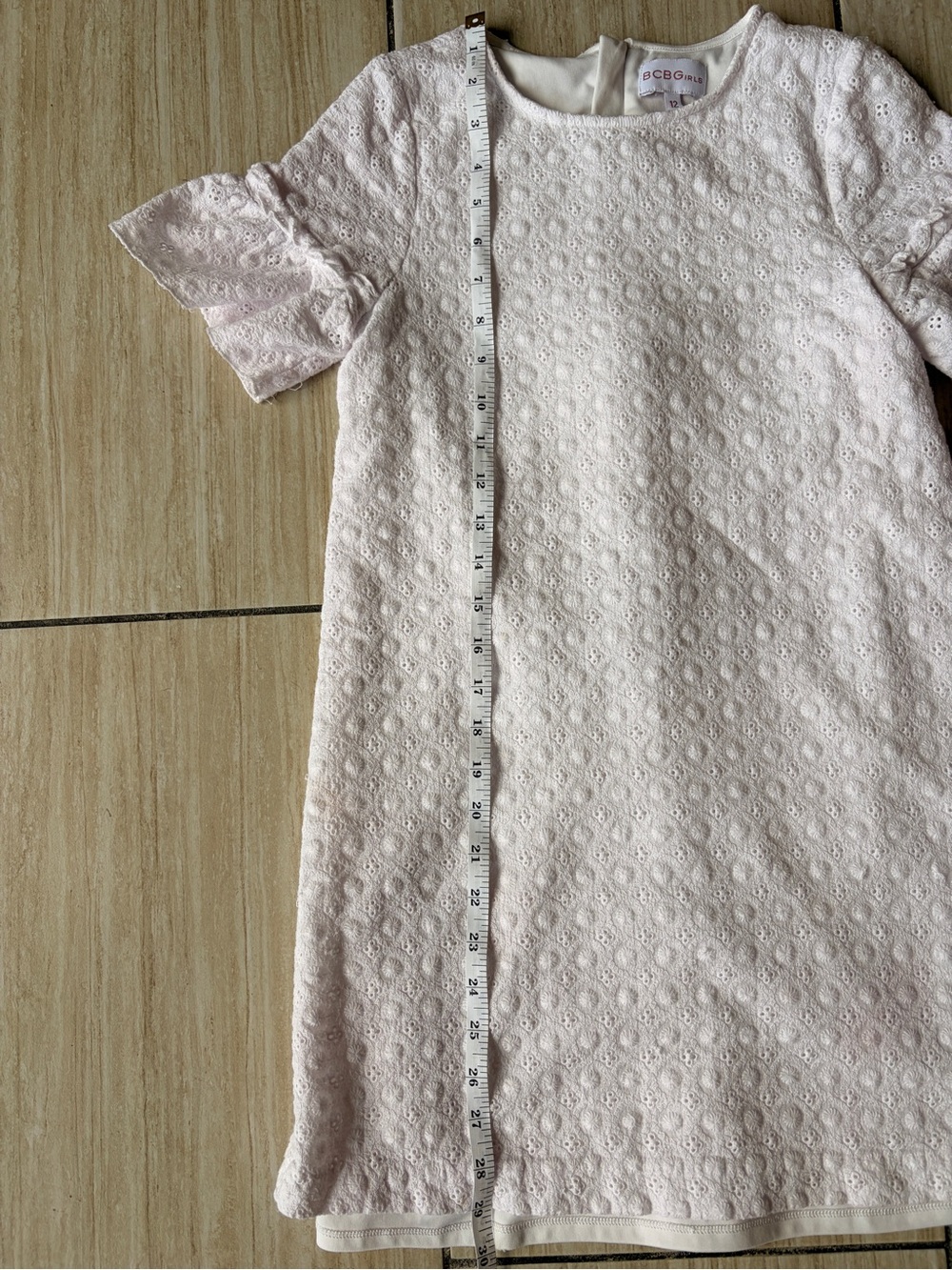 BCBG Light Pink Eyelet Ruffle Sleeve Dress for Kids
